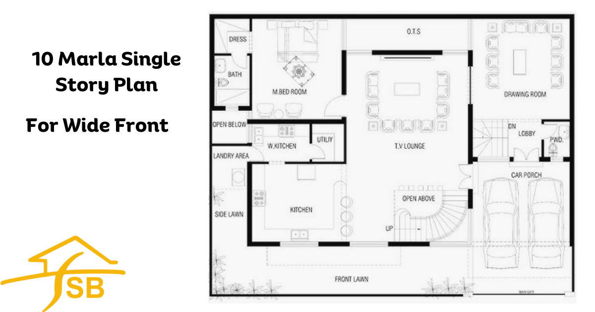 10 Marla Single Story Plan